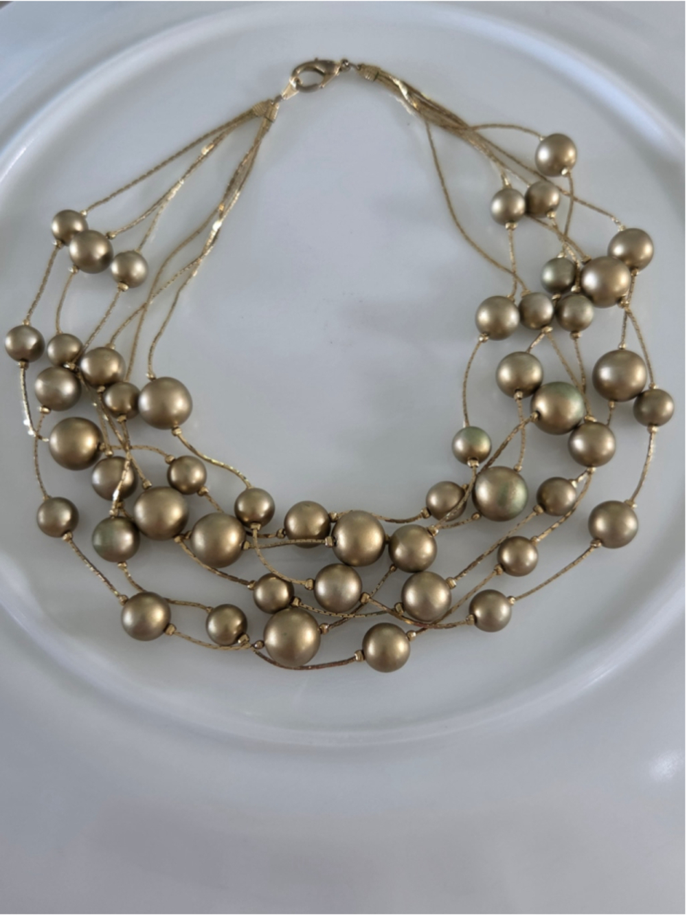 Vintage Multi-Strand Gold Bead Necklace